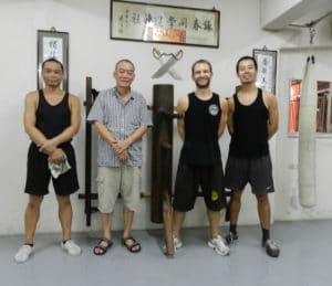 With Sifu Ng Chun Hong and his students, Kwan (to the left) and Alan (to the right)
